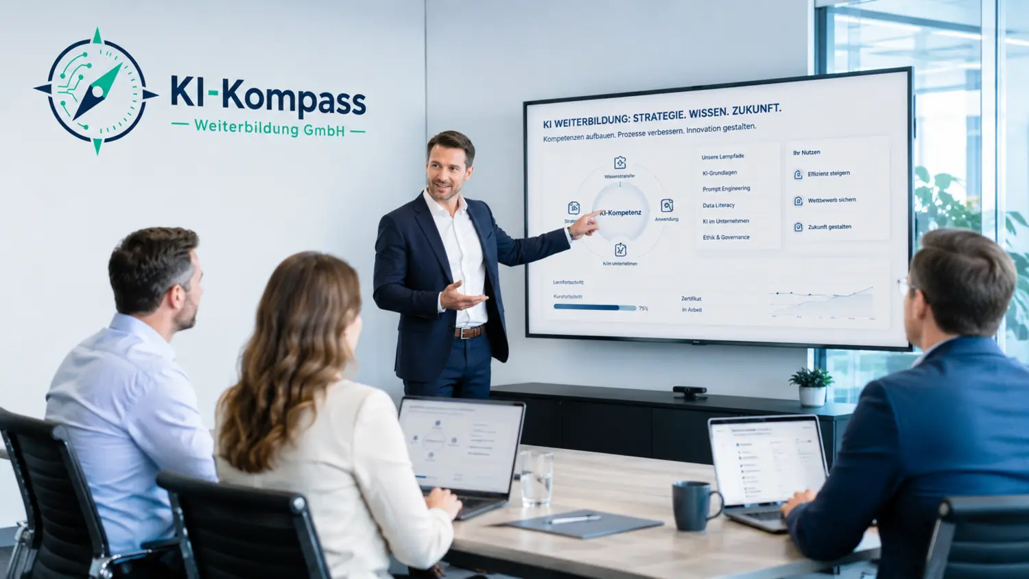 Inhouse-Schulung zur KI Weiterbildung mit Trainer, Team und digitalem Kompetenzmodell